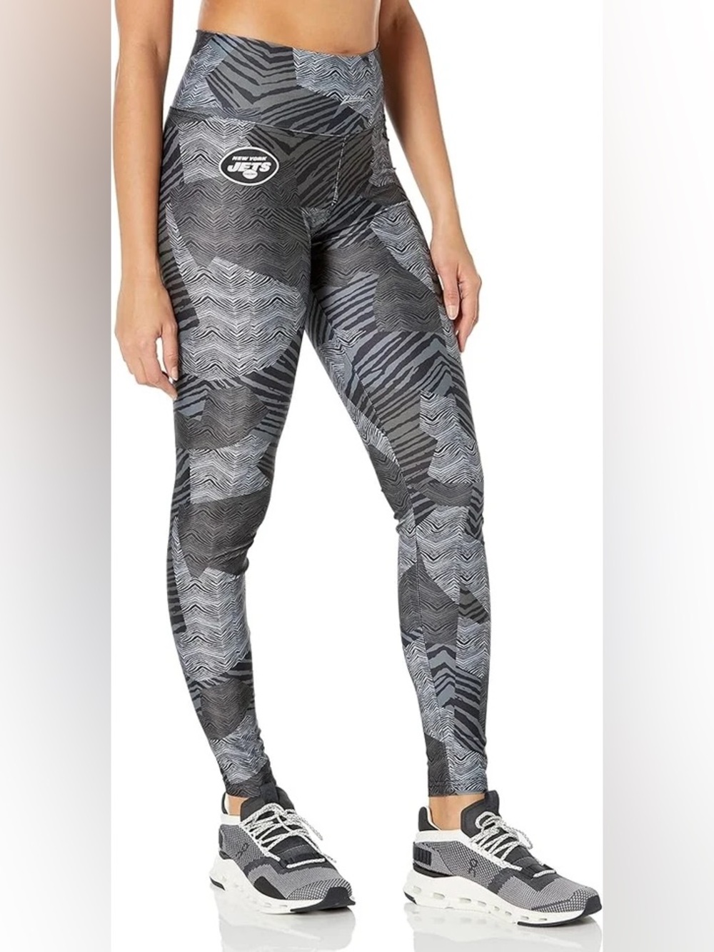 NEW Zubaz NFL Officially Licensed  Kids Black and Gray Zebra-Print Leggings